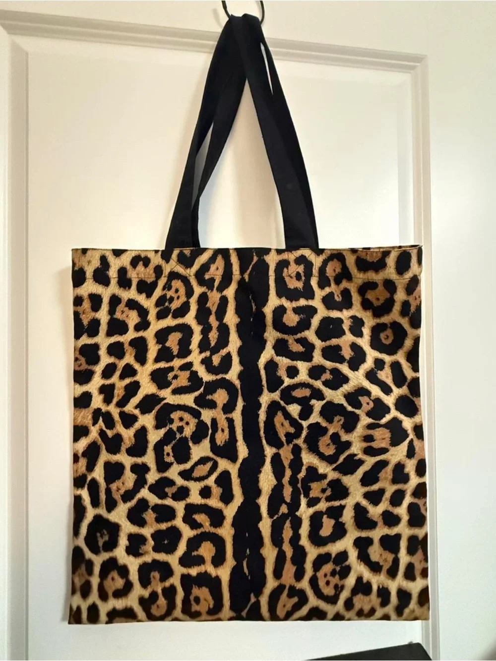 Saint Laurent Leopard-Print Canvas Tote in Brown & Black